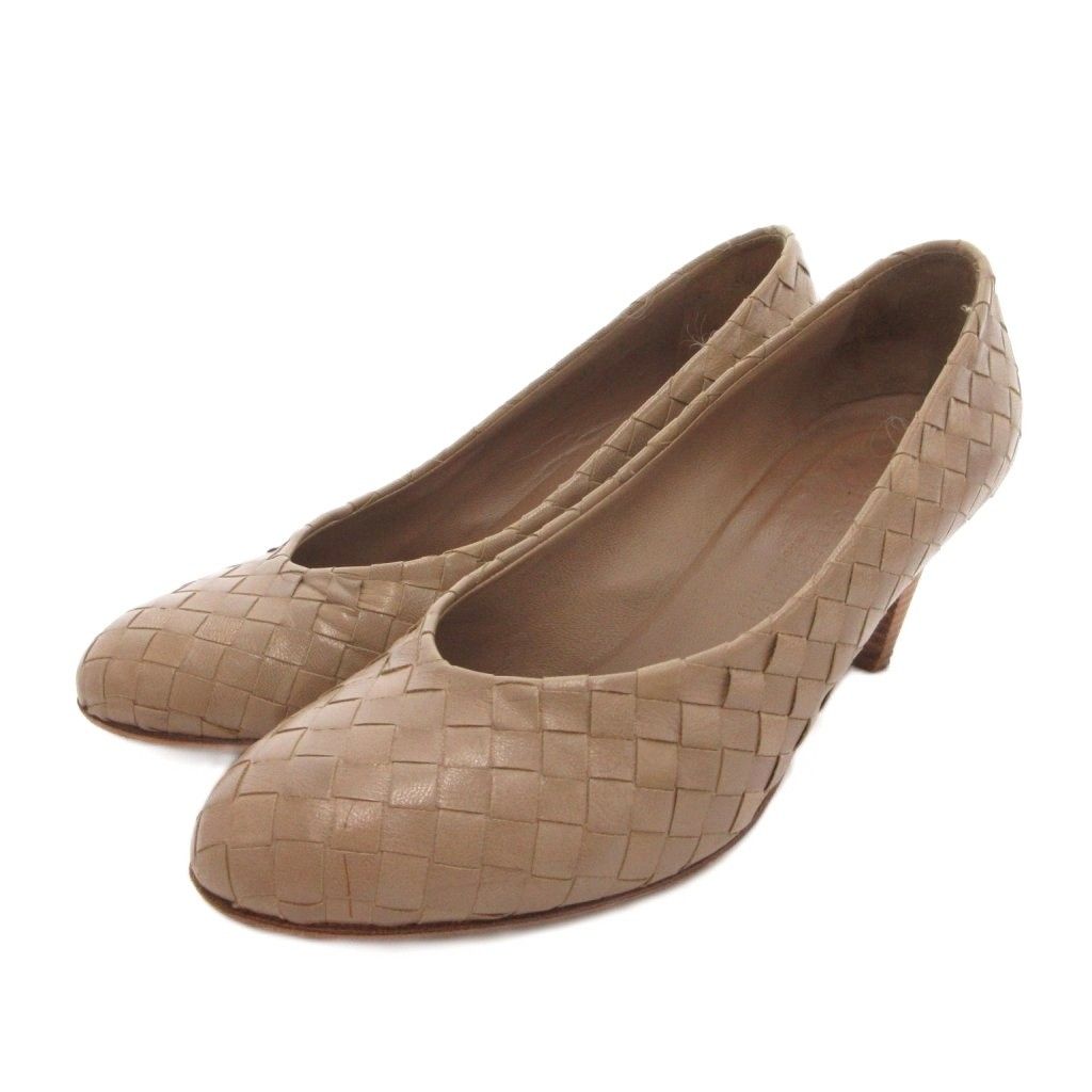 ボッテガヴェネタ BOTTEGA VENETA パンプス イントレチャート ウッドヒール レザー 7 ベージュ /FF ■WY 12,675円