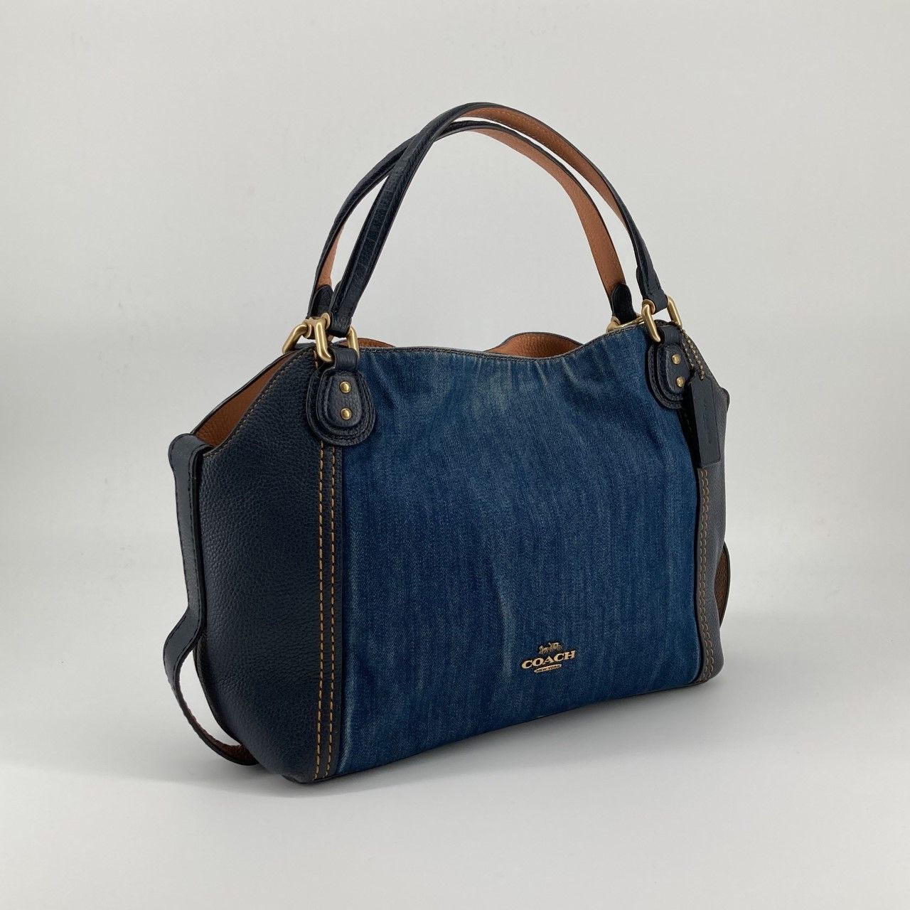 コーチ COACH 【2WAY】 ショルダー付 デニム トートバッグ ブルー 極美 