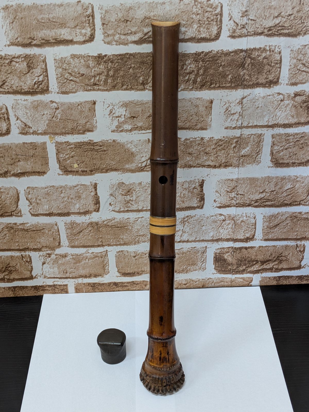 銘あり（禅）】美品 和楽器 尺八 全長約28cm 歌口キャップ付き