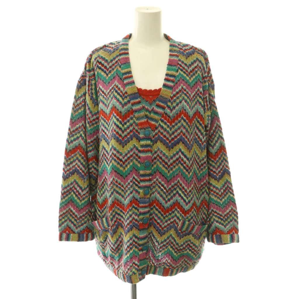 ミッソーニ MISSONI ジャケット カットソー ノースリーブ ノーカラー ジグザグ柄 S マルチカラー /CX
