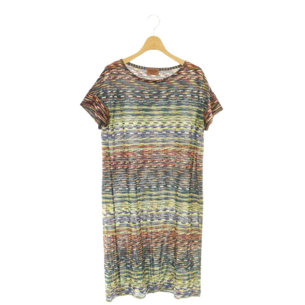 ミッソーニ MISSONI ワンピース フレンチスリーブ ボーダー 総柄 42 マルチカラー /CX