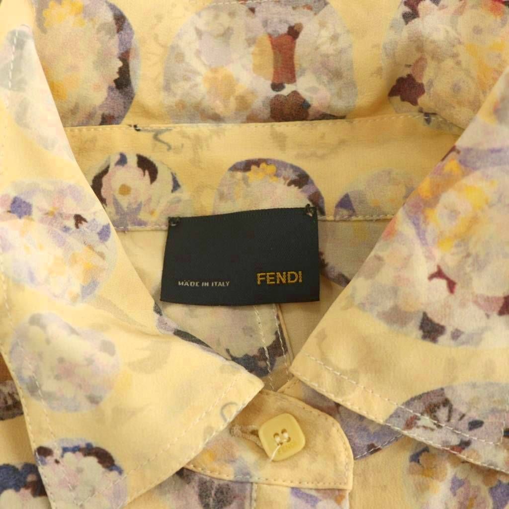 フェンディ FENDI ワンピース シャツワンピース シルク 半袖 総柄 44