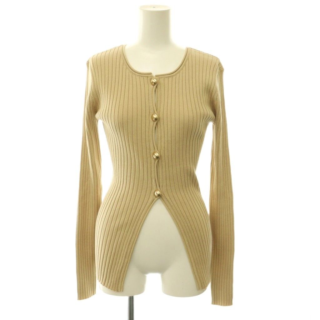 クラネ CLANE 26SS W FACE GOLD BUTTON KNIT TOPS ニット カーディガン クルーネック 1 ベージュ /CX
