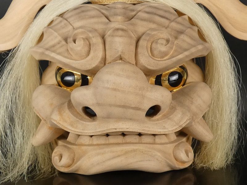 横山一夢「木彫 獅子頭」共箱 幅 約44.5cm 保証品 /R334(N-1) - メルカリ