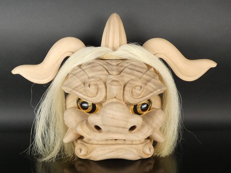 未使用 木彫 獅子頭 横山一夢作 木製 獅子 置物 共箱 説明書 作家物 横山一夢「木彫 獅子頭」共箱 幅 約44.5cm 保証品 /R334(N-1) - メルカリ