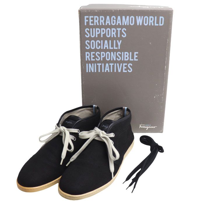 SalvatoreFerragamo sport黒レザー チャッカブーツ Salvatore Ferragamo サルヴァトーレフェラガモ FERRAGAMO WORLD