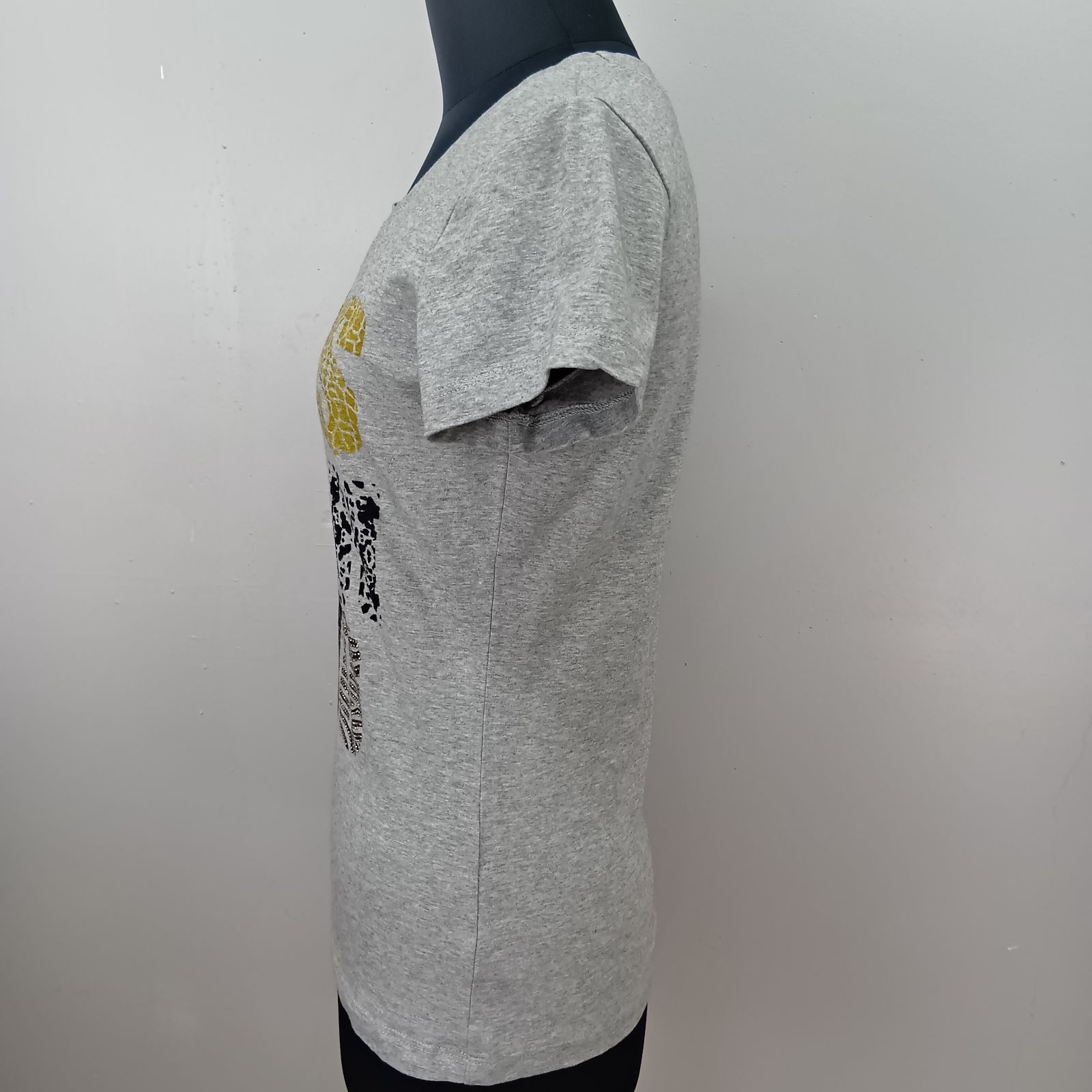 LOVE MOSCHINO ラブモスキーノ 半袖Tシャツ ストーン付き グレー d40 L