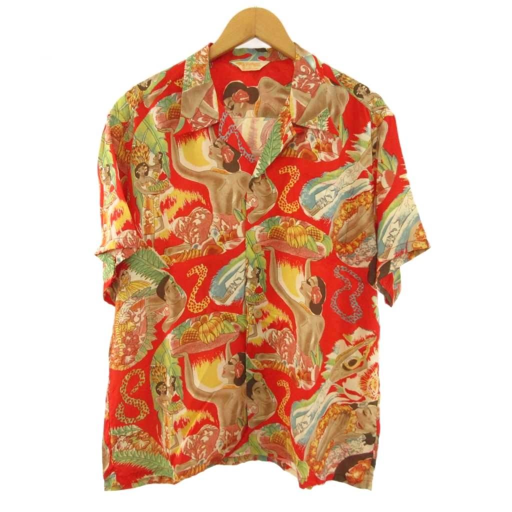 サンサーフ 東洋 SUN SURF スペシャルエディション アロハシャツ 半袖 マッキントッシュメニュー 赤 L