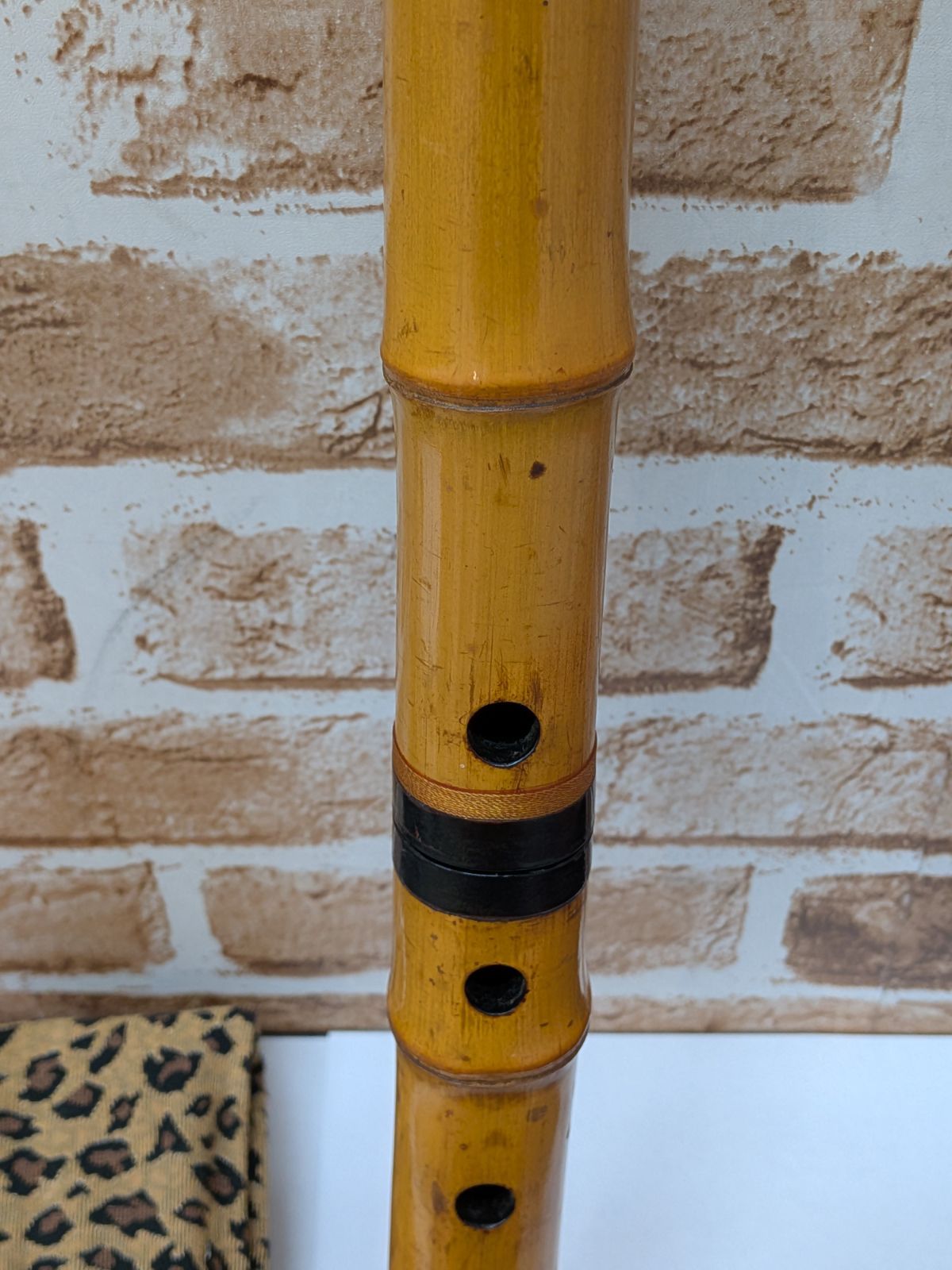 銘あり （辰童）】和楽器 尺八 全長約52cm 二つ折管 布製収納袋付き