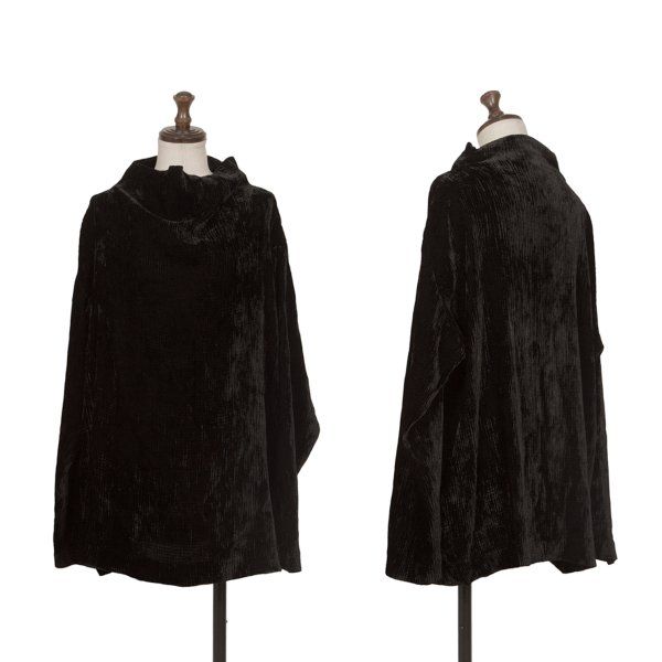 イッセイミヤケペルマネンテISSEY MIYAKE PERMANENTE ベロアストレッチハイネックカットソー 黒M