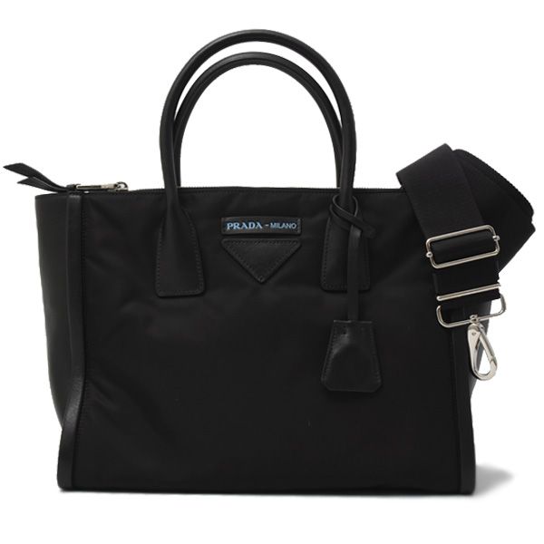 プラダ バッグ レディース 2WAY トート ショルダーバッグ ナイロン ブラック PRADA 1BA183 中古