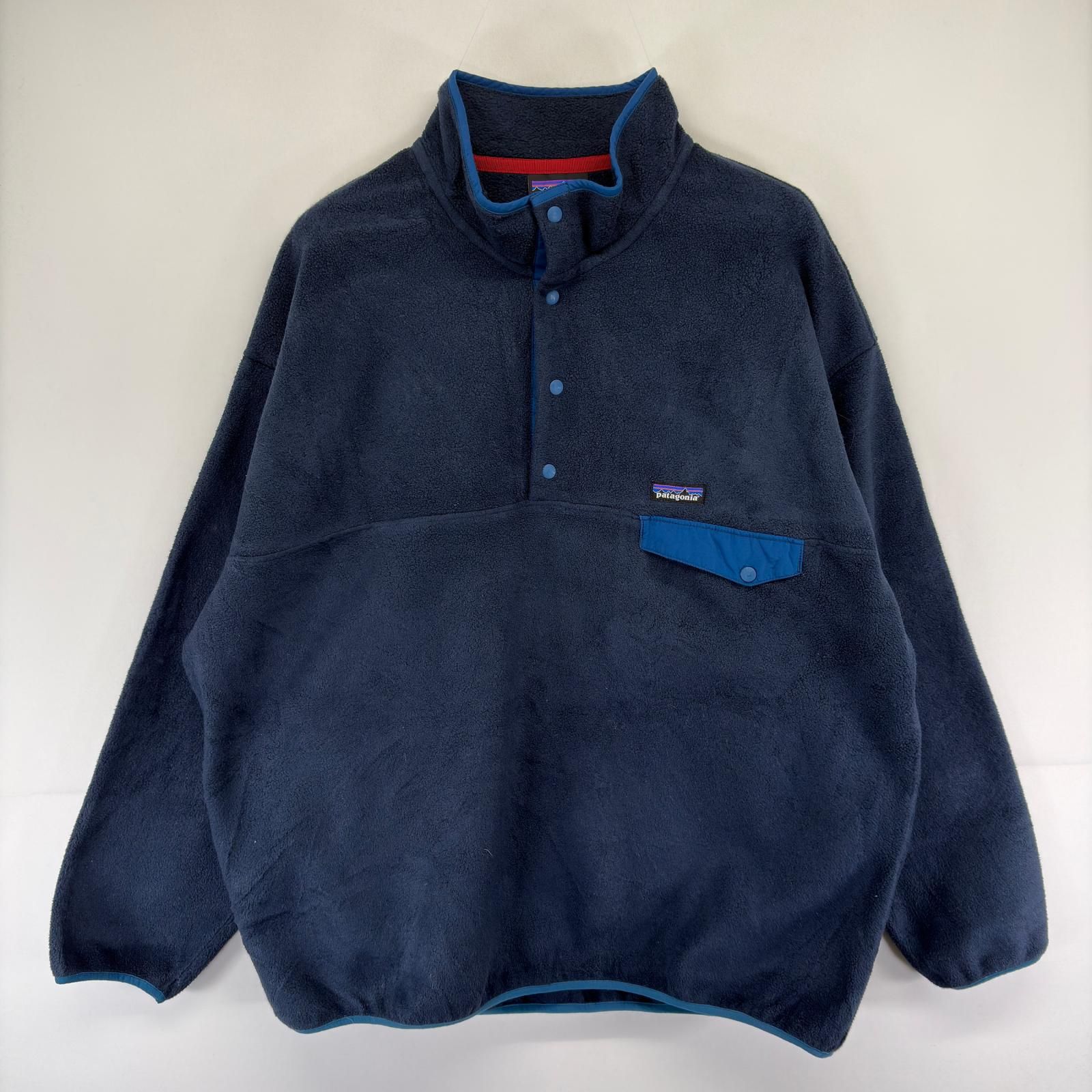 古着 パタゴニア patagonia フリース トレーナー スナップボタン ワンポイントロゴ シンチラ アウトドア 2XL ネイビー系 メンズ 10,725円