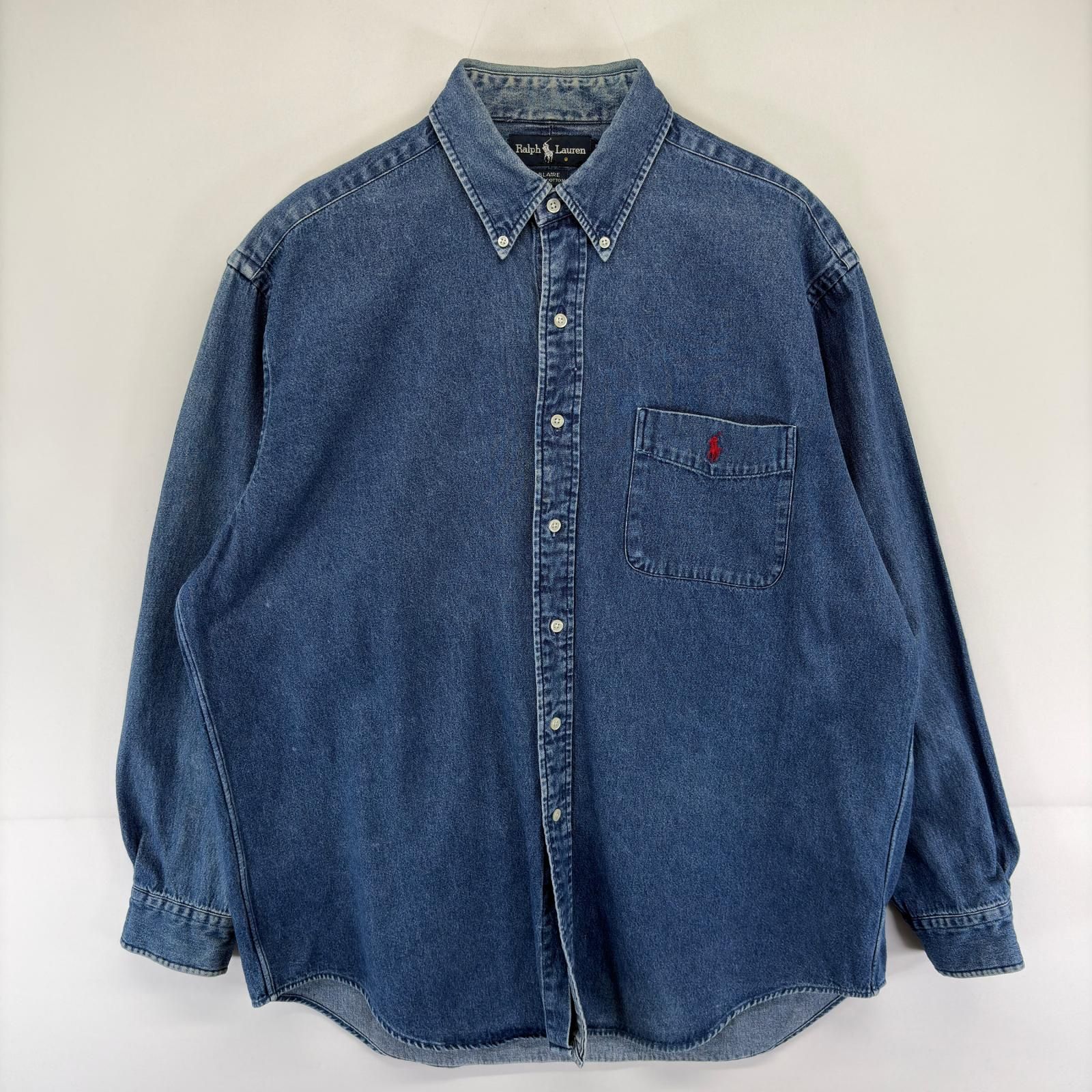 古着 ラルフローレン RALPH LAUREN デニム 長袖シャツ ワンポイント
