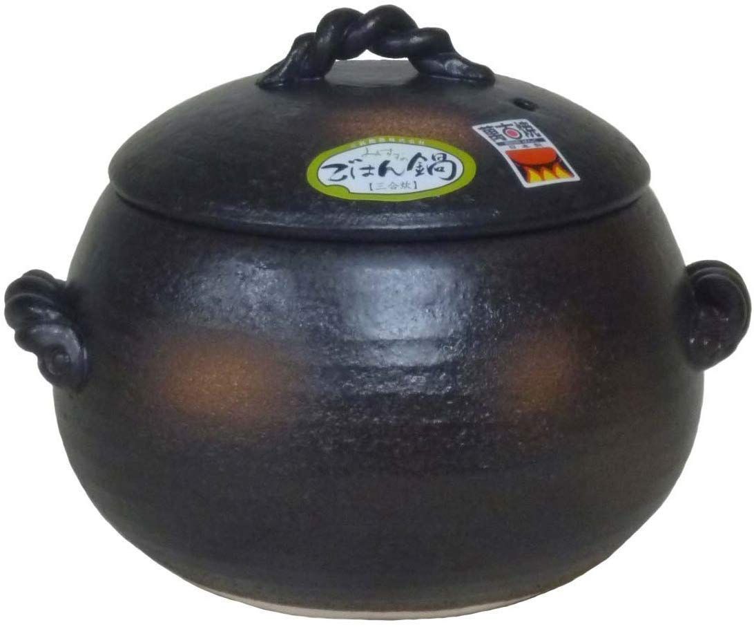 三鈴陶器 土鍋 炊飯鍋 ご飯土鍋 5合炊き 万古焼 ごはん鍋 黒 ffa8e501