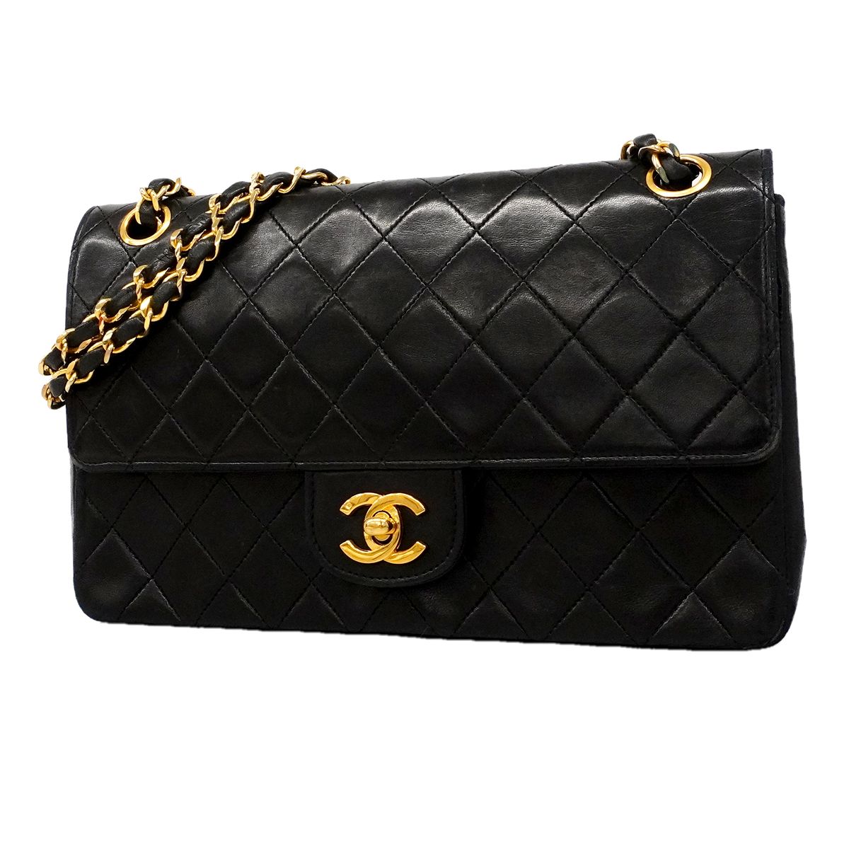 【6gc2398】シャネル ショルダーバッグ マトラッセ ラムスキン ブラック ゴールド金具【中古】レディース