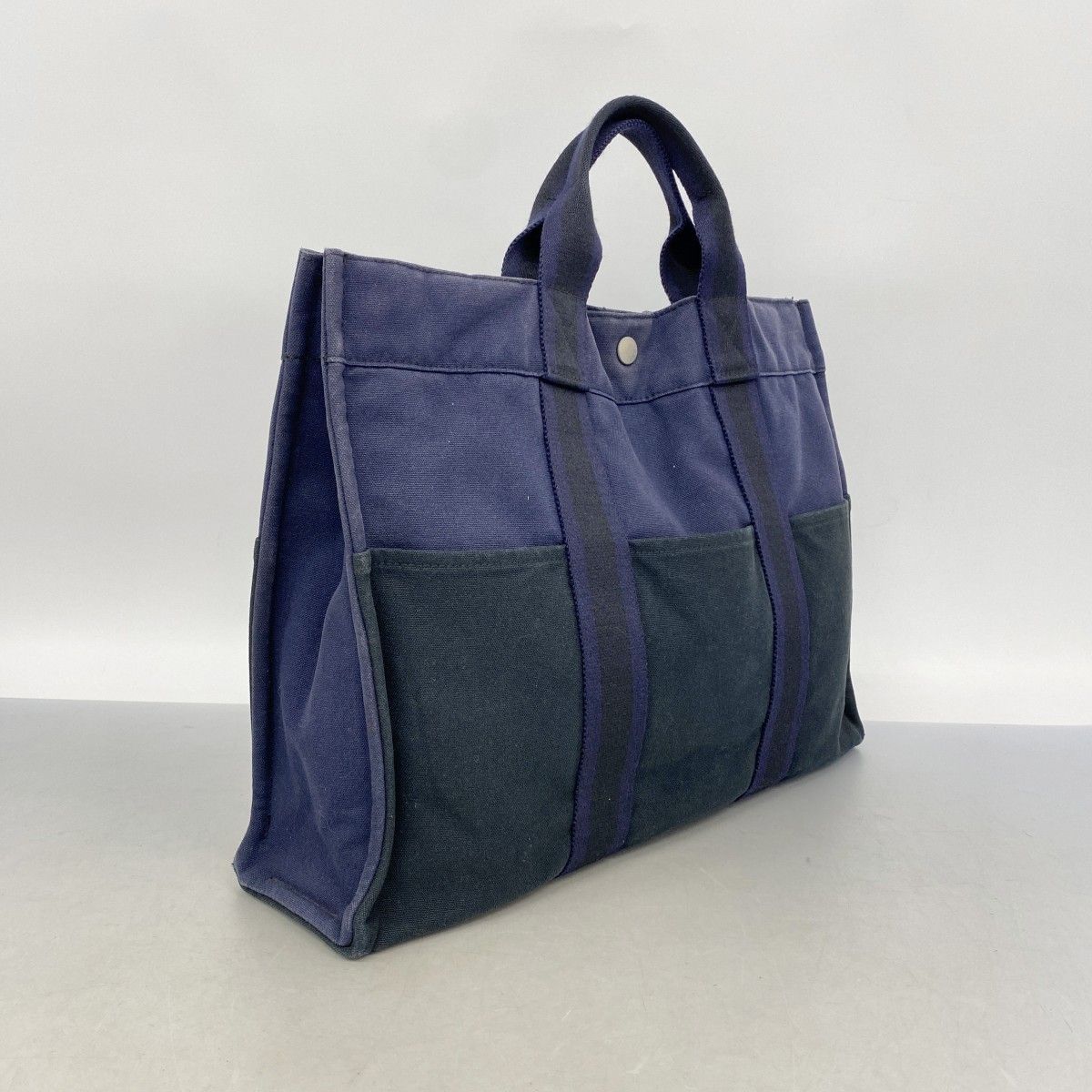 HERMÈS トートバッグ ネイビー/ブルー 6gb2277-k】エルメス トートバッグ フールトゥMM キャンバス ネイビー
