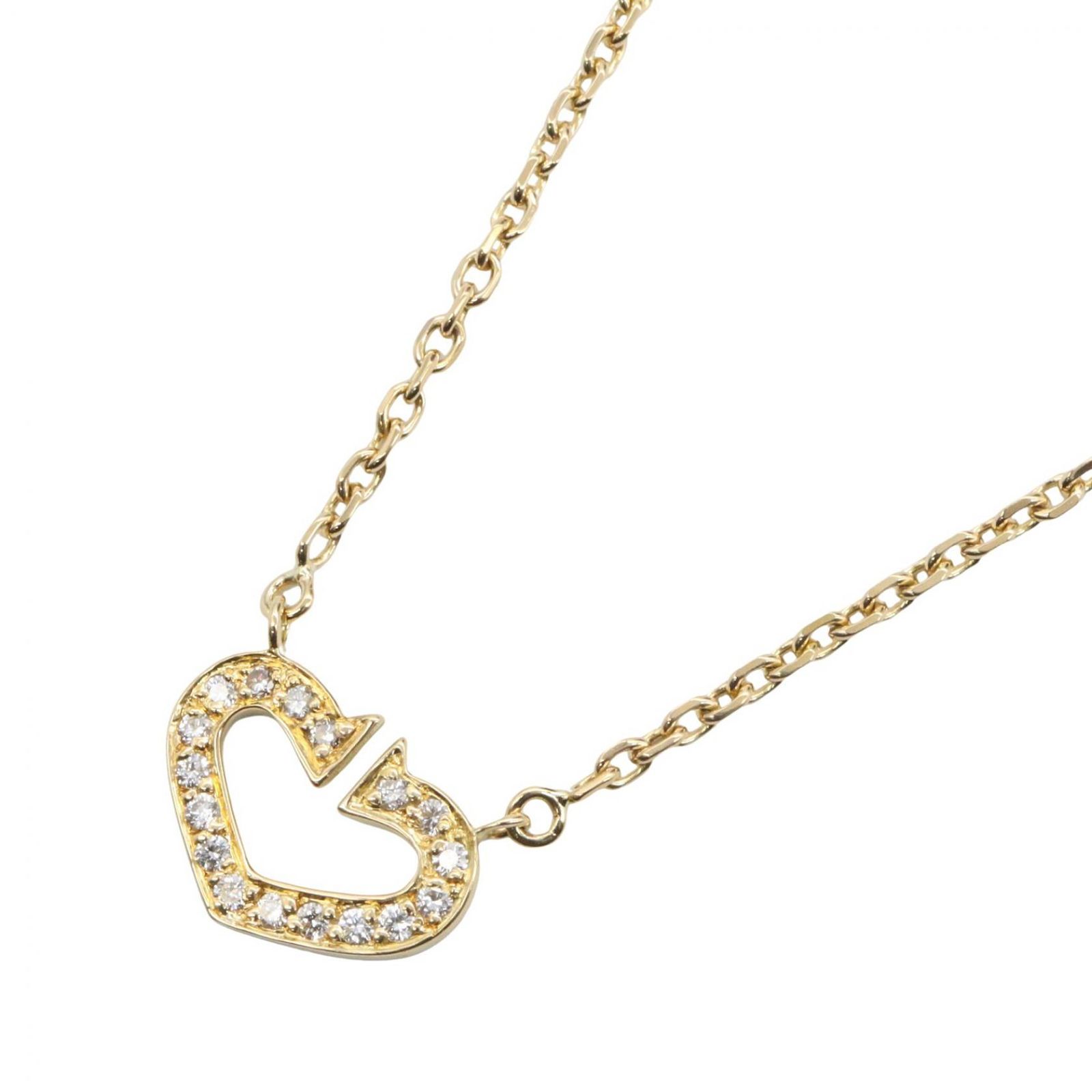 カルティエ CARTIER ネックレス Cハート ダイヤ ネックレス 首回り40.5/41 K18（イエローゴールド） ダイヤモンド Cハート ダイヤ ネックレス レディース Used A
