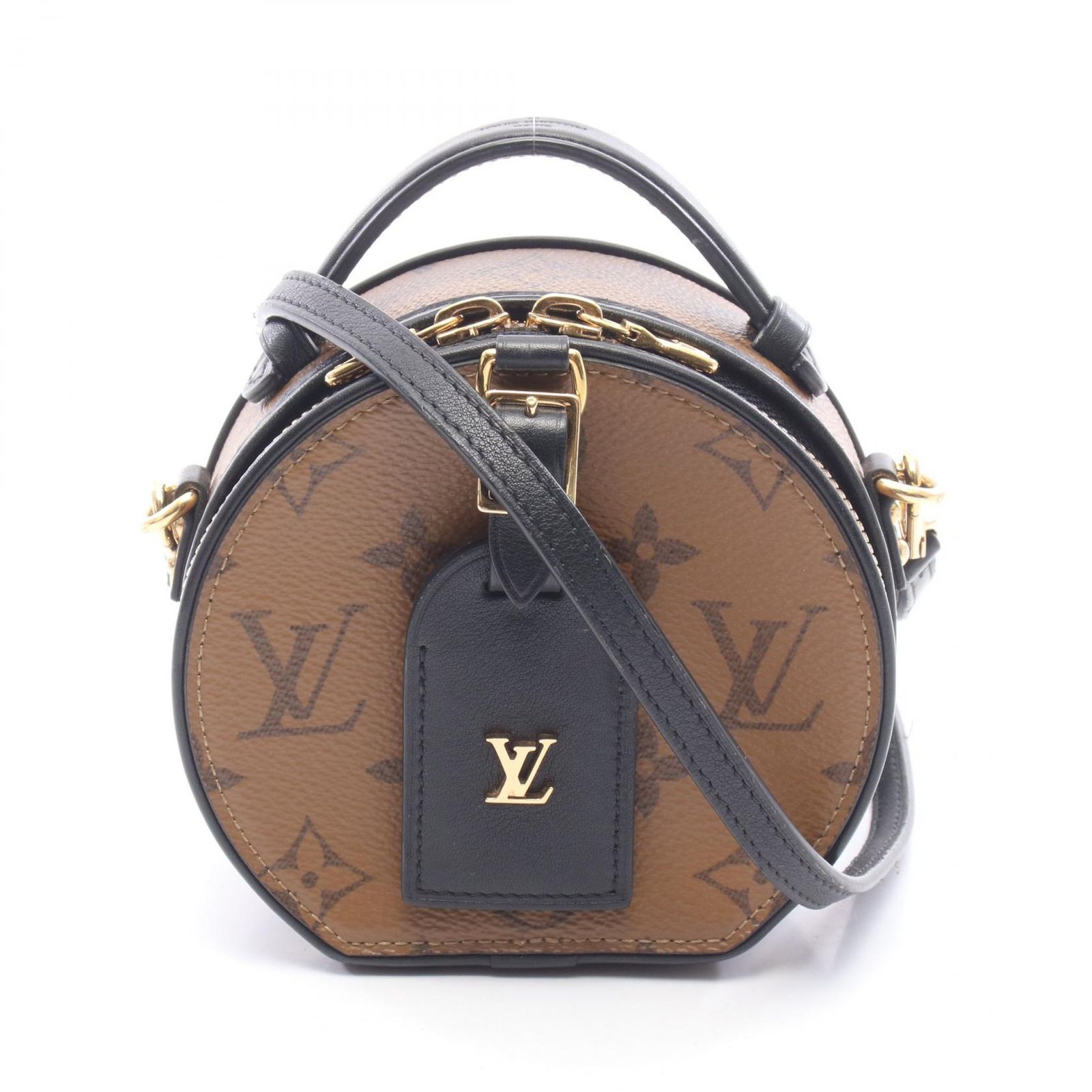 ルイ・ヴィトン LOUIS VUITTON ハンドバッグ ミニ ボワット シャポー モノグラムリバース 2WAY M68276 PVCコーティングキャンバス レザー ミニ・ボワット シャポー