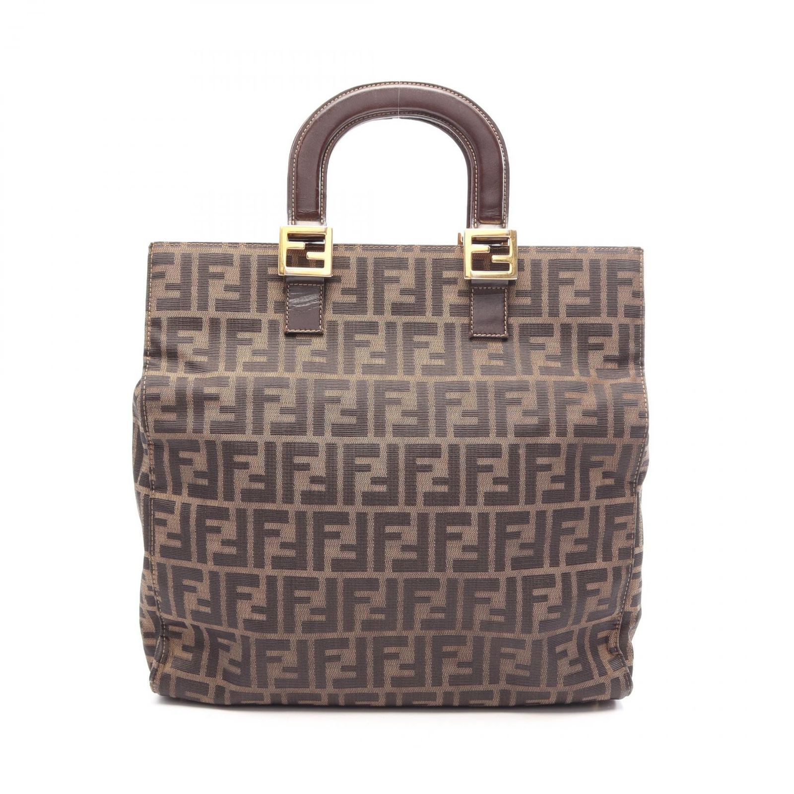 フェンディ FENDI トートバッグ ズッカ ハンドバック ブラック/ブラウン キャンバス レザー ズッカ ハンドバック レディース Used B