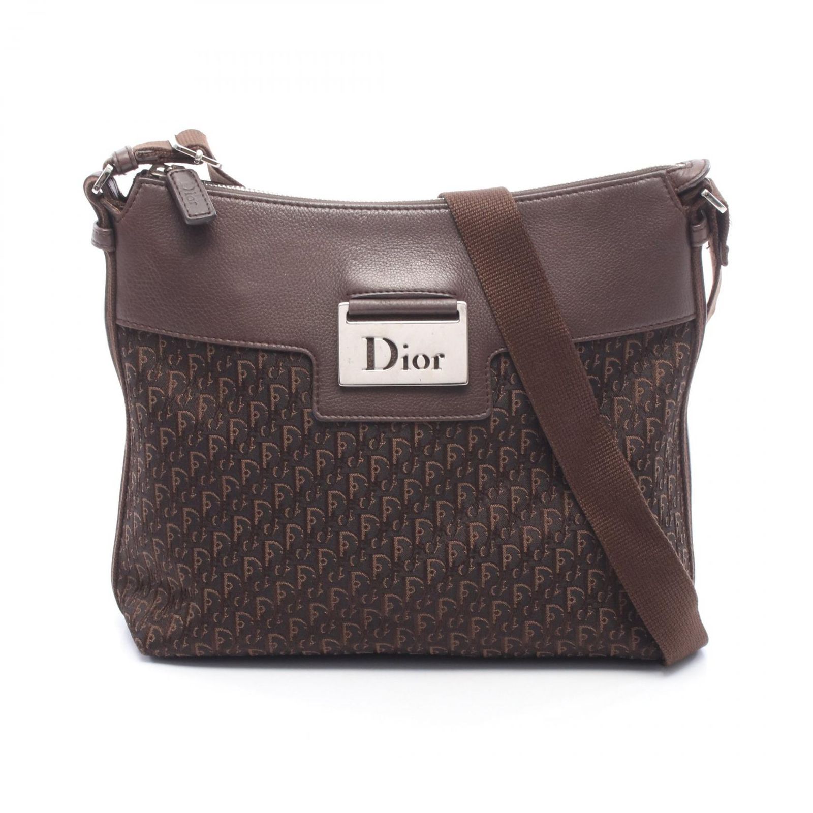 ディオール Dior ショルダーバッグ ストリートシック トロッター ダークブラウン キャンバス レザー トロッター ストリートシック ショルダーバッグ レディース