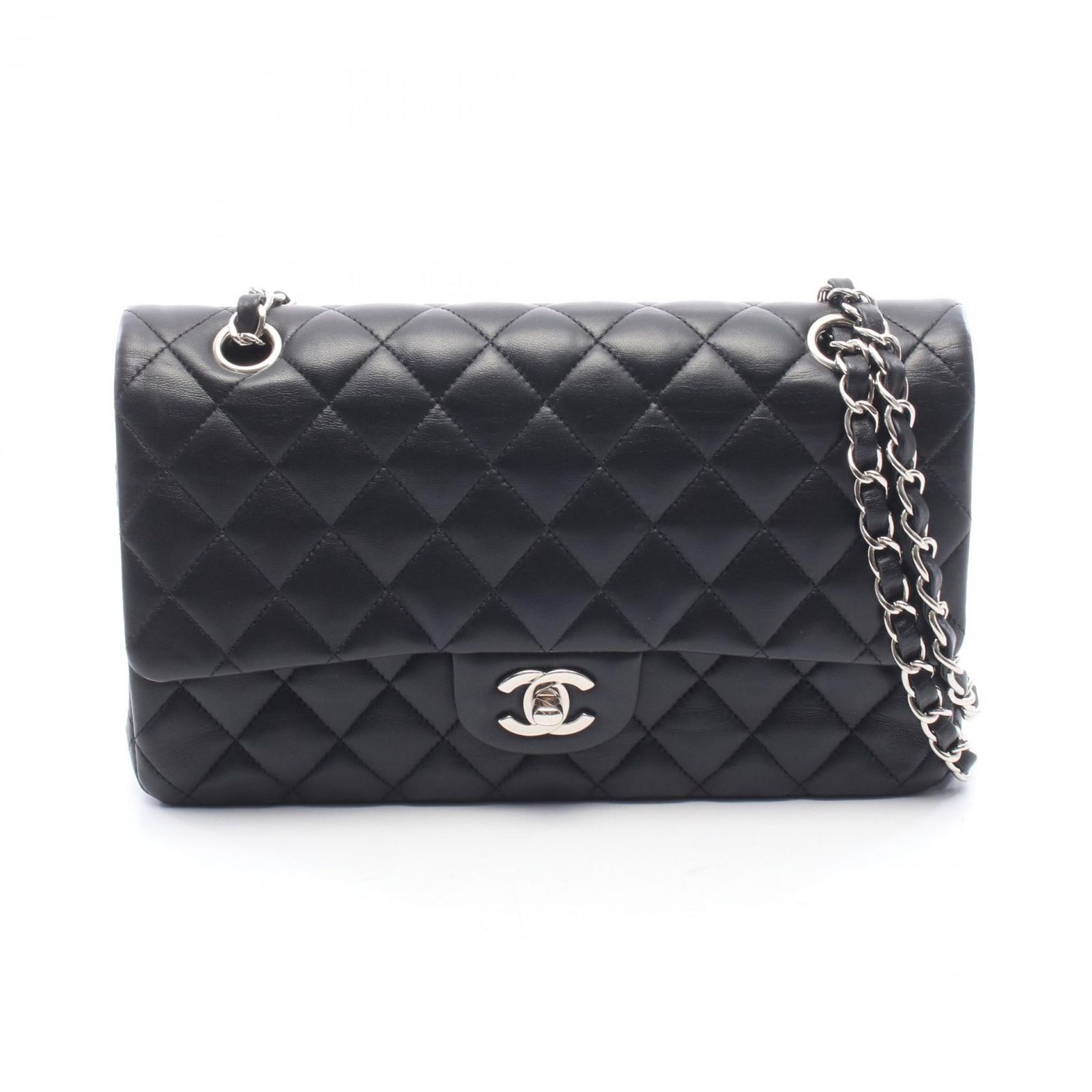 シャネル CHANEL ショルダーバッグ マトラッセ Wフラップ ブラック ラムスキン（羊革） マトラッセ ダブルフラップ チェーンショルダー レディース Used A