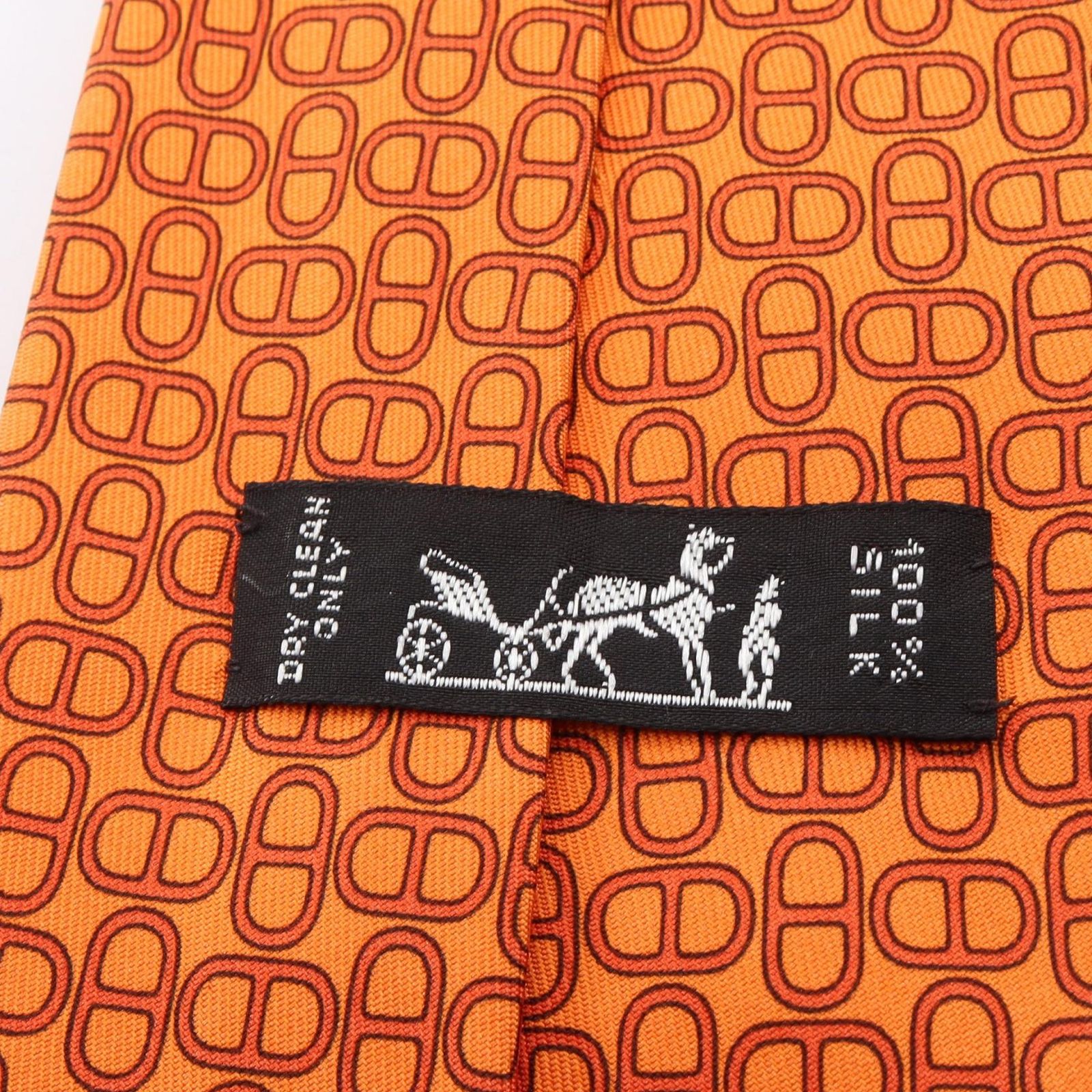 エルメス HERMES ネクタイ シェーヌダンクル 総柄 シルク ネクタイ