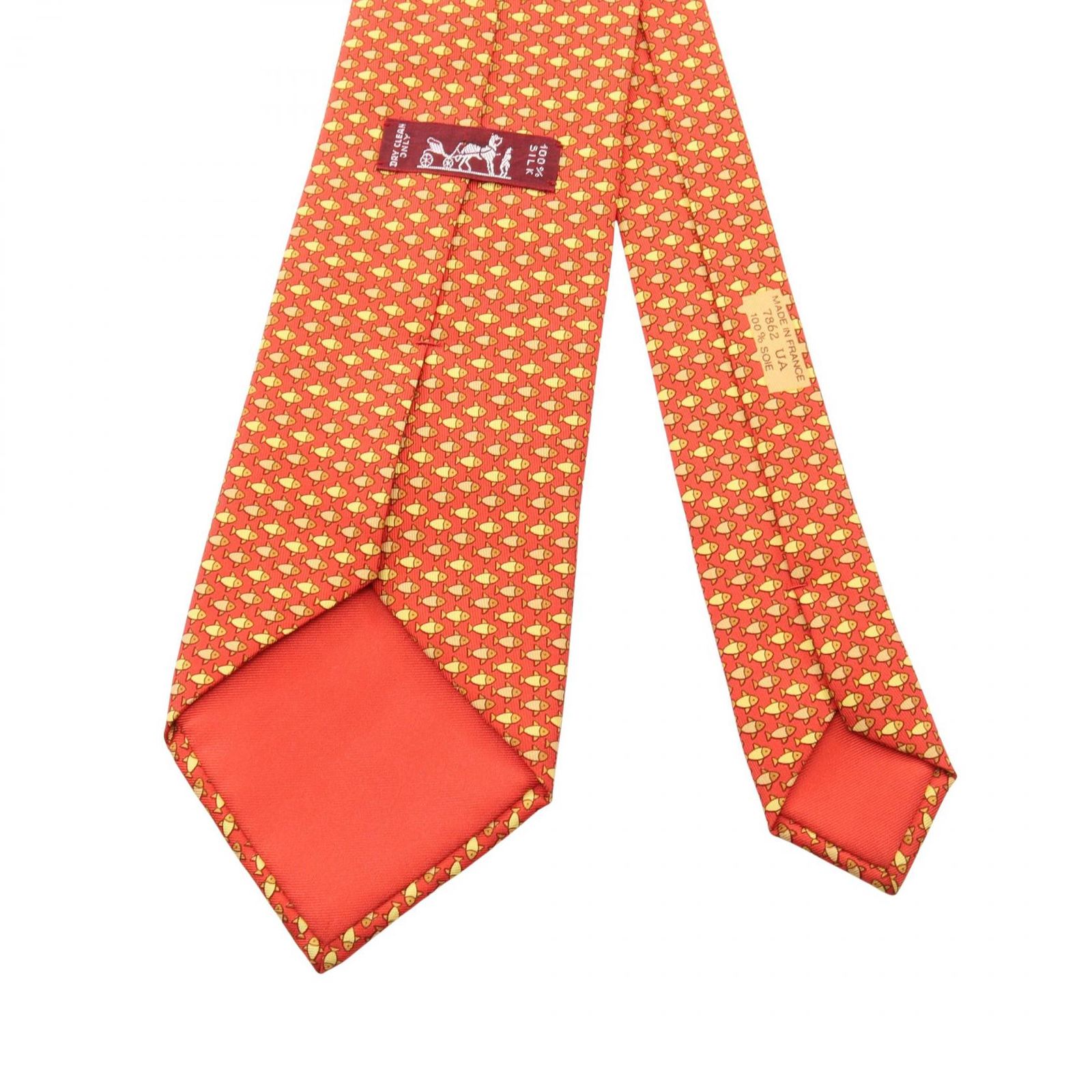 エルメス HERMES ネクタイ 魚 総柄 シルク ネクタイ メンズ Used A