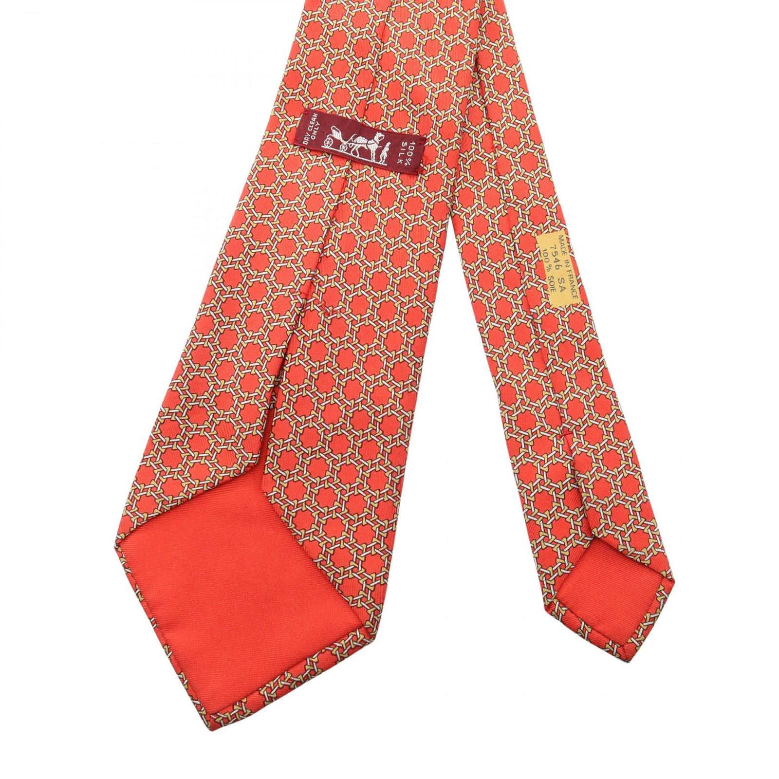 エルメス HERMES ネクタイ チェーン柄 シルク ネクタイ メンズ Used A