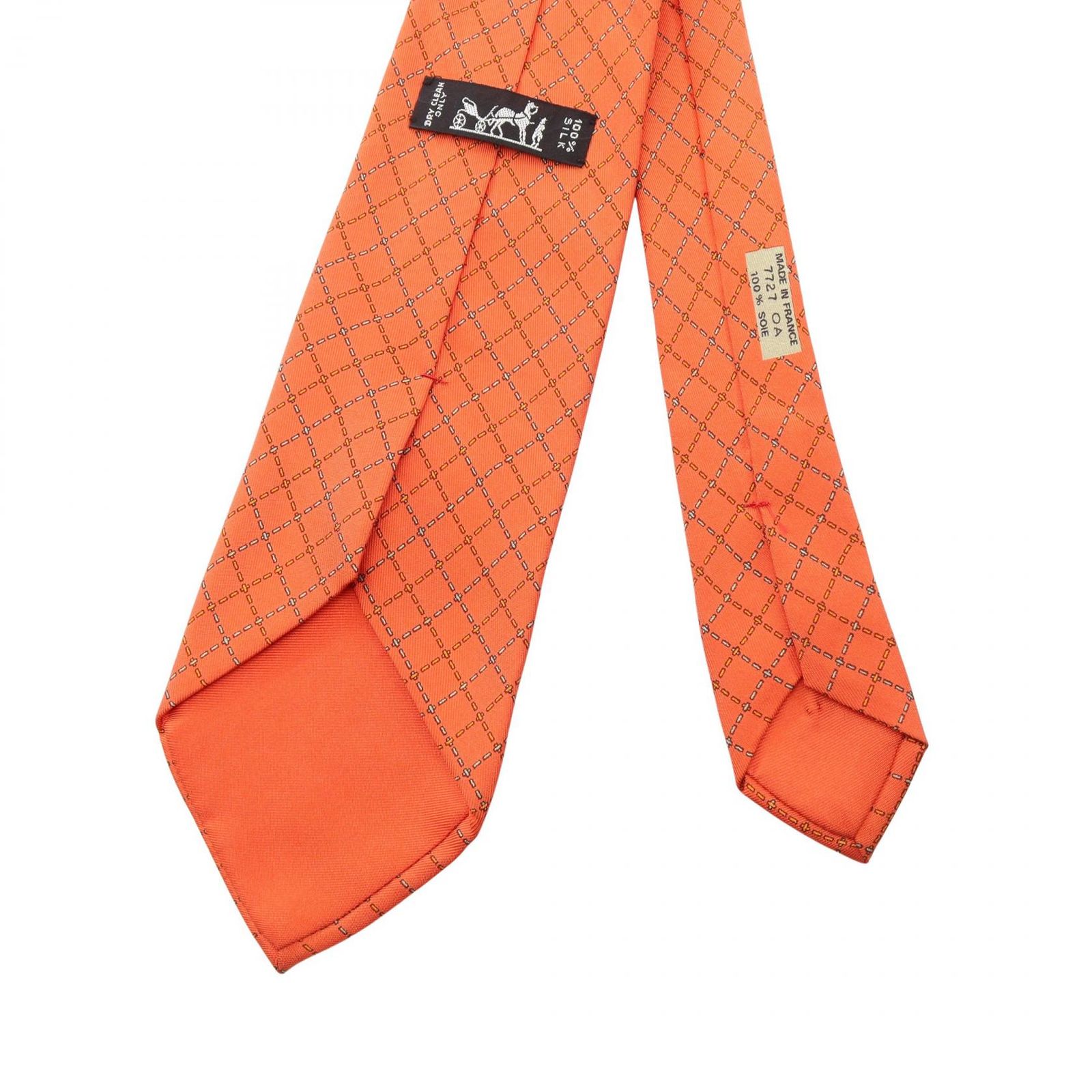 エルメス HERMES ネクタイ 格子柄 シルク ネクタイ メンズ Used A