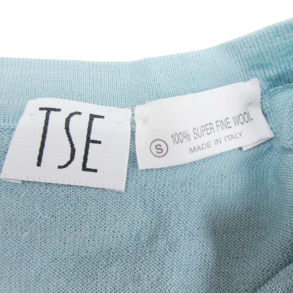 TSE - 良品 TSE セイ カーディガン ウール素材 ニット 薄手 羽織り Vネック 長袖 カットソー イタリア製 S ライトブルー 水色  レディース 古着 中古 USED 良品 TSE セイ カーディガン ウール素材 ニット 薄手 羽織り Vネック