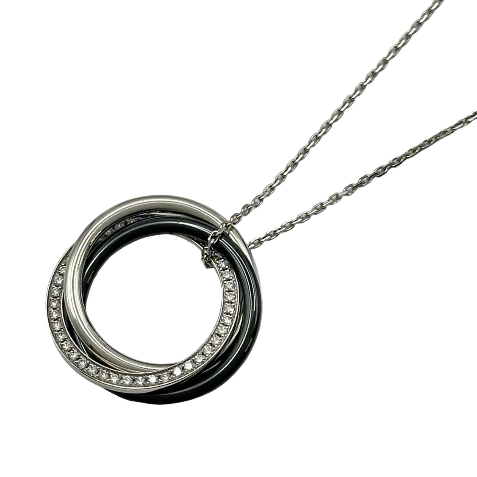 カルティエ Cartier トリニティダイヤブラックセラミックネックレス ホワイトゴールド 750 ダイヤモンド ジュエリー