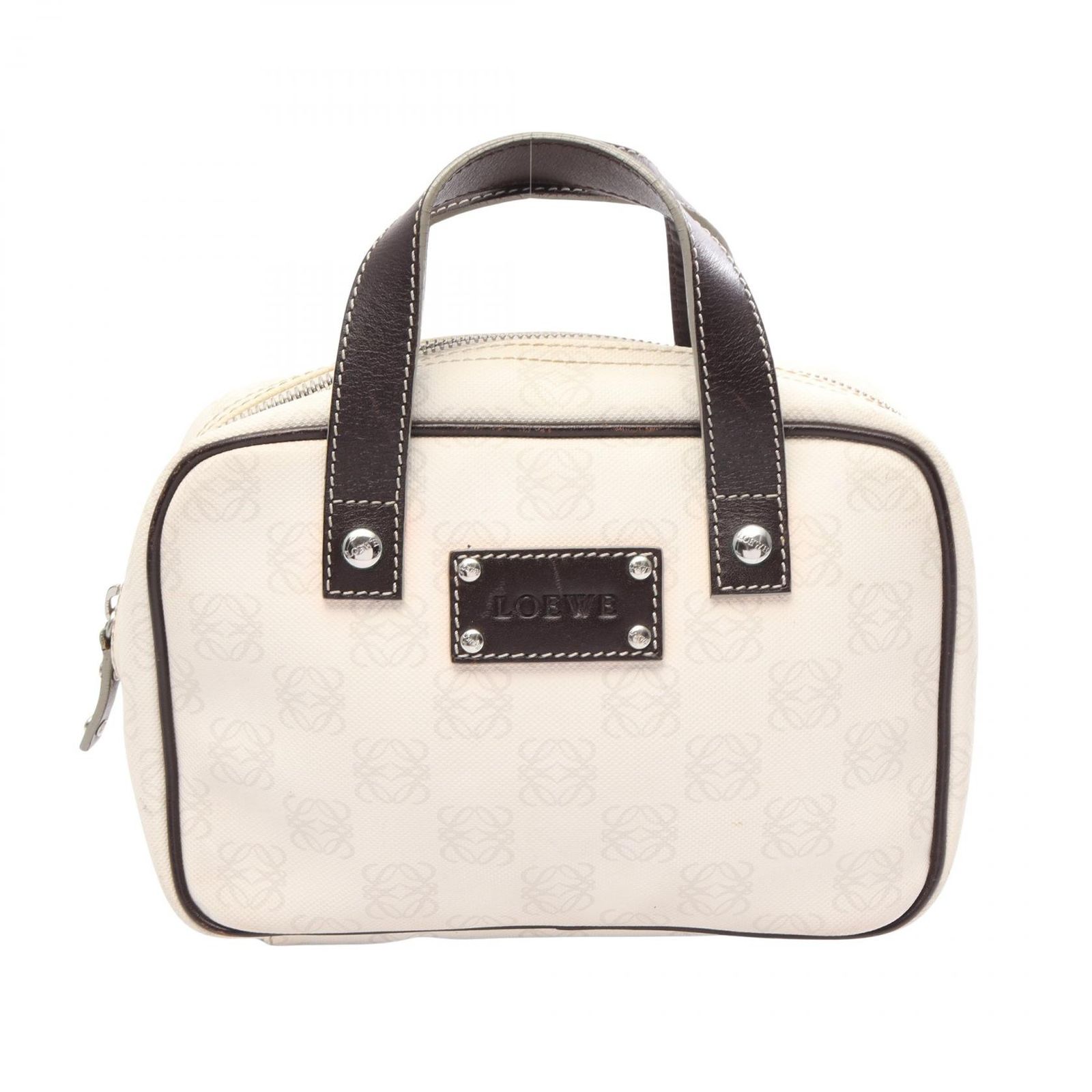 ロエベ LOEWE ハンドバッグ アナグラム ミニ ホワイト/ダークブラウン 