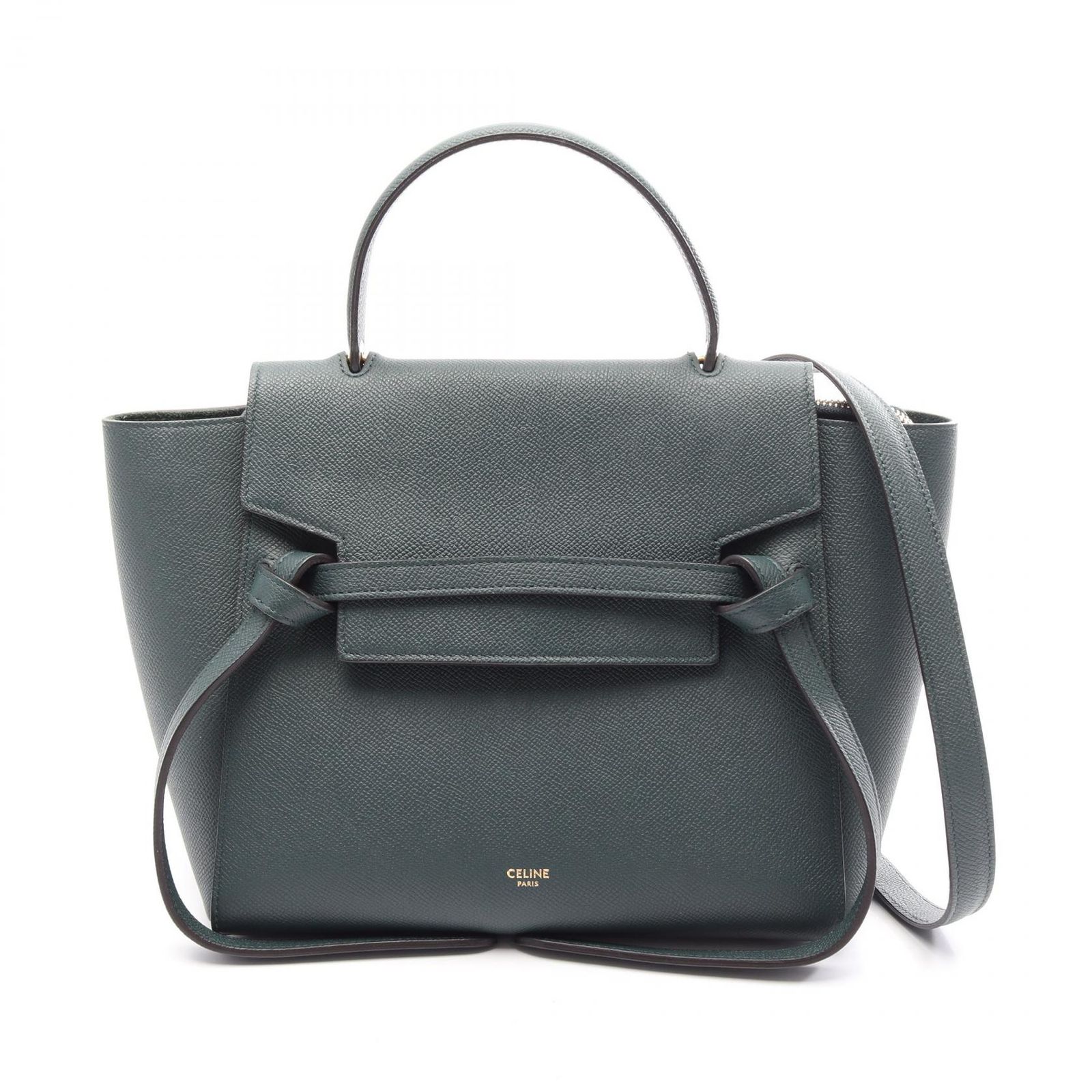 セリーヌ CELINE ハンドバッグ BELT BAG MICRO ベルトバッグ マイクロ 2WAY 189153 ダークグリーン レザー ベルトバッグ マイクロ レディース Used A