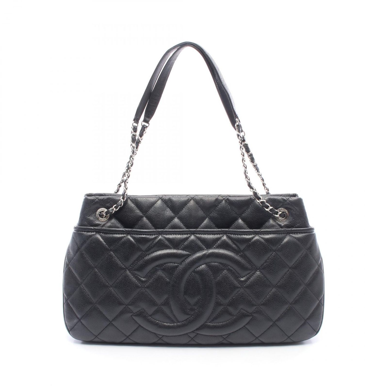 シャネル CHANEL トートバッグ マトラッセ ココマーク ブラック キャビアスキン(グレインドカーフ) マトラッセ ココマーク チェーントート レディース Used A