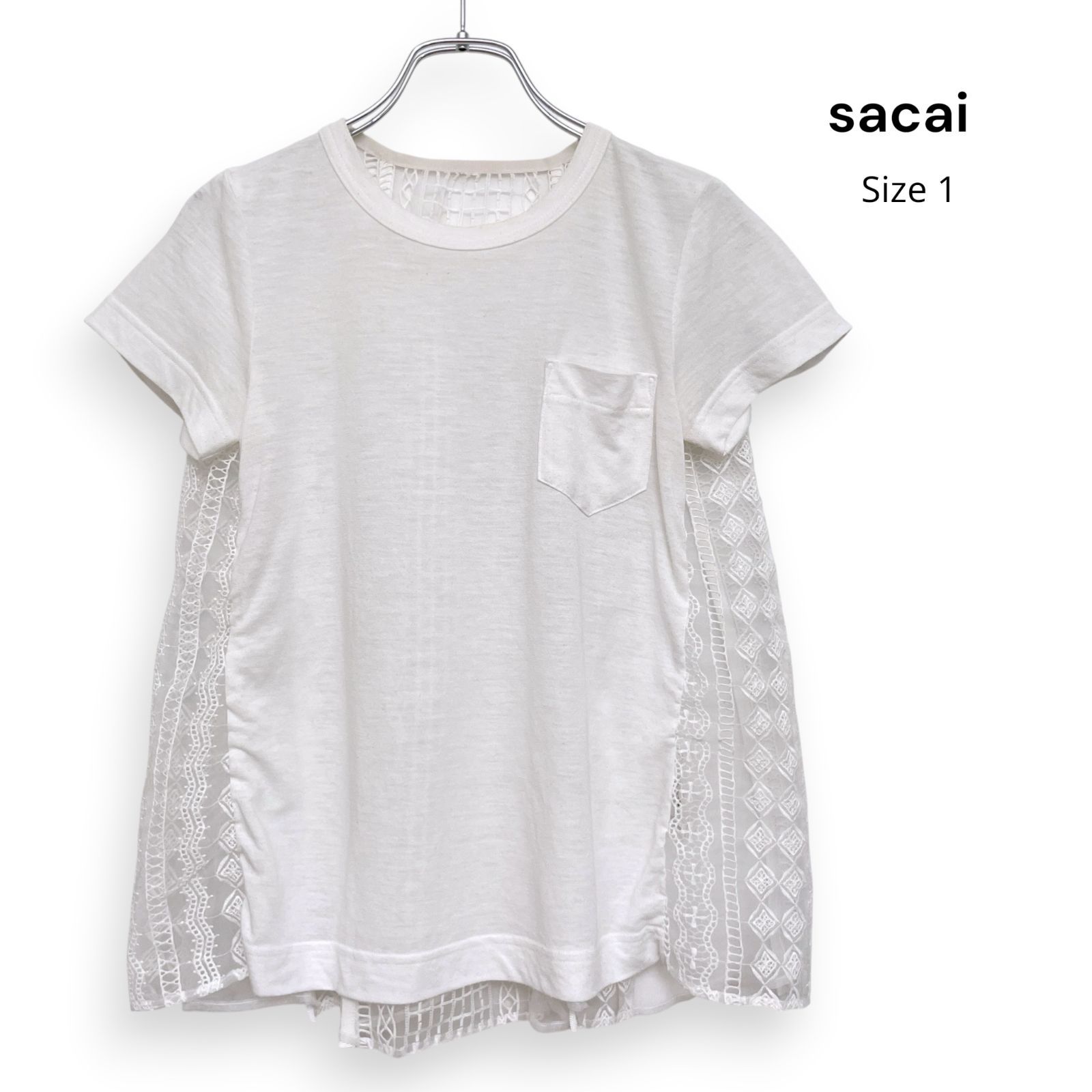 sacai サカイ カットソー 半袖 ドッキング レース Tシャツ Size1