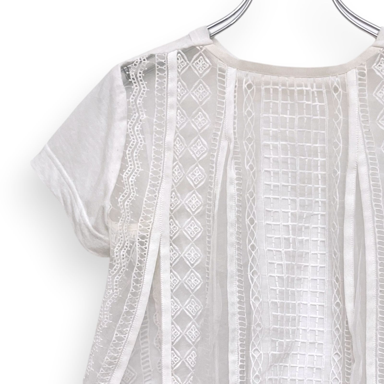 sacai サカイ カットソー 半袖 ドッキング レース Tシャツ Size1