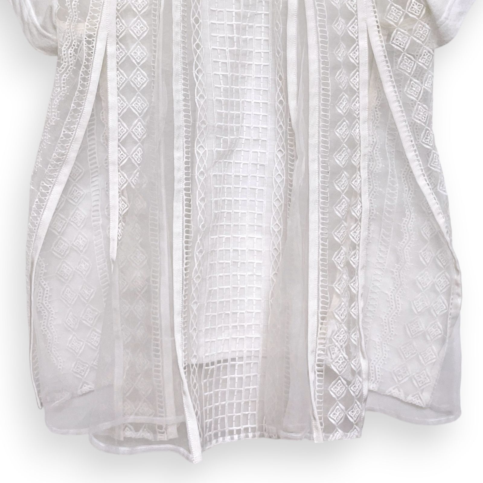 【即発送】美品　sacai サカイ　カットソー　レース　カットワーク　リネン sacai サカイ カットソー 半袖 ドッキング レース Tシャツ Size1