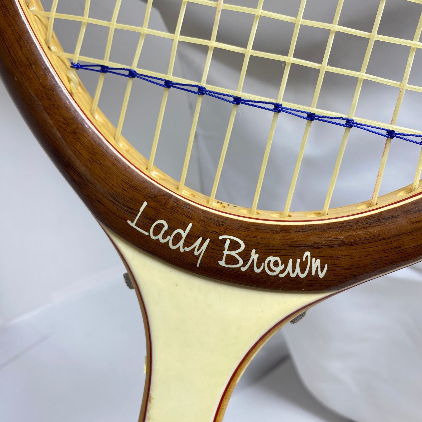 Kawasaki Lady's ビンテージ　軟式テニスラケット カバー付き ☆062729☆Kawasaki カワサキ 木製テニスラケット LADY BROWN レディー