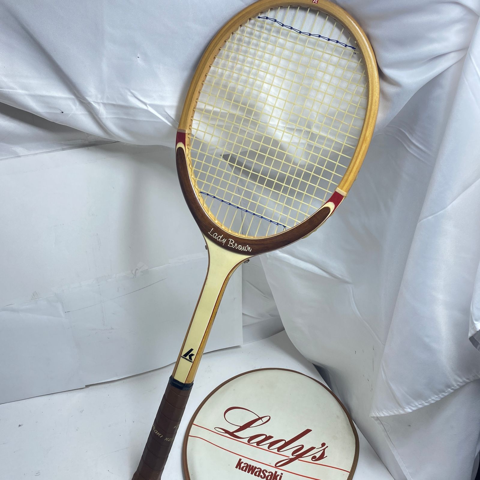 ☆062729☆Kawasaki カワサキ 木製テニスラケット LADY BROWN レディー