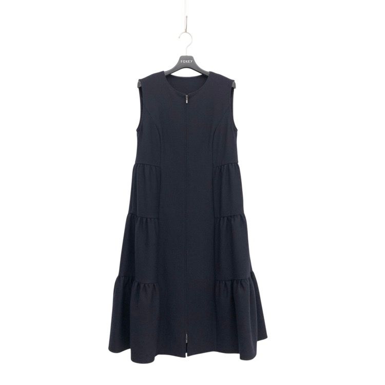 未使用品 2025AW FOXEY NEWYORK フォクシー ガナッシュ ドレス ティアード ワンピース ネイビー 38 45469-NAOOY