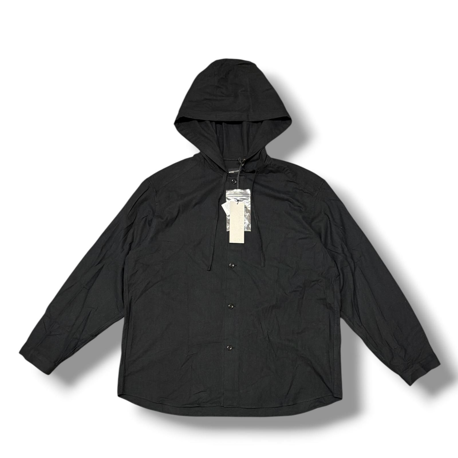 参考上代41800円 LAD MUSICIAN KHADI CALICO HOODED SHIRT フードシャツ ラッドミュ―ジシャン 2326-109 ブラック 46 （19359M） 参考上代41800円 LAD MUSICIAN KHADI CALICO HOODED SHIRT フード