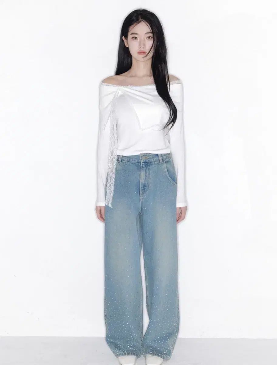THETIS ステラー レイ レース オフショルダー トップス STELLA LACE OFF SHOULDER TOP 白