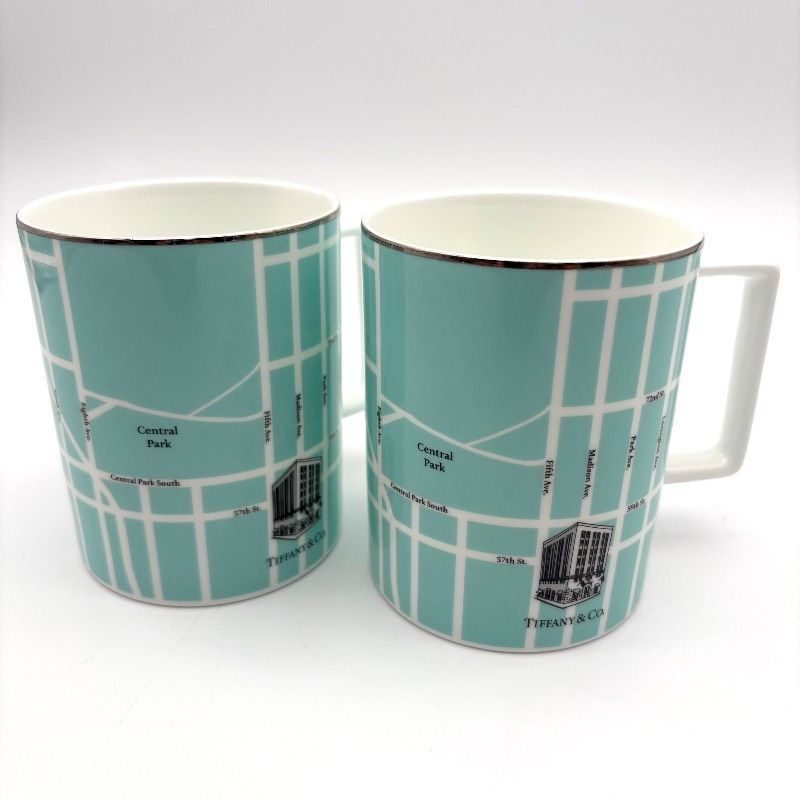 【希少ペア】TIFFANY & Co. ティファニー マグカップ ニューヨーク 5番街限定 五番街 NY マンハッタンマップ セントラルパーク ペア 本体のみ 16,060円