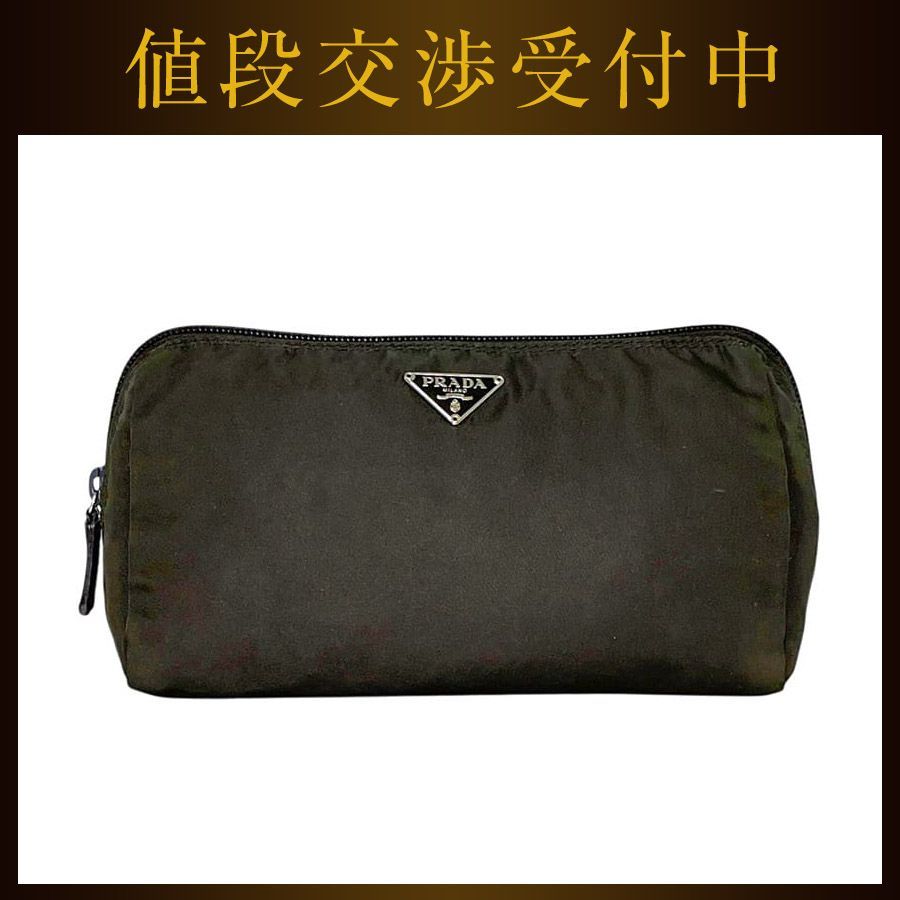 プラダ ポーチ ダークブラウン 焦げ茶色 テスート 小物入れ 美品
