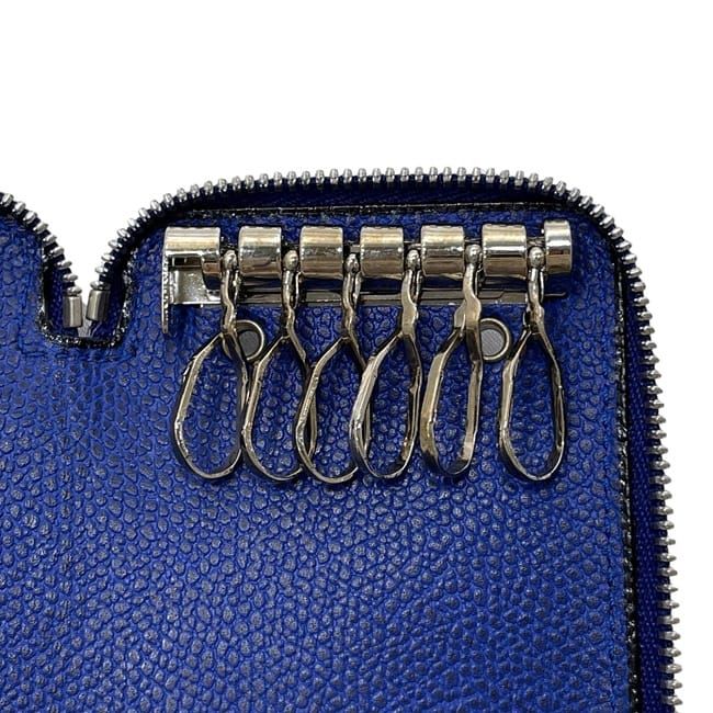 ヴァレクストラ 6連 キーケース ネイビーブルー 紺色 美品 レザー 中古