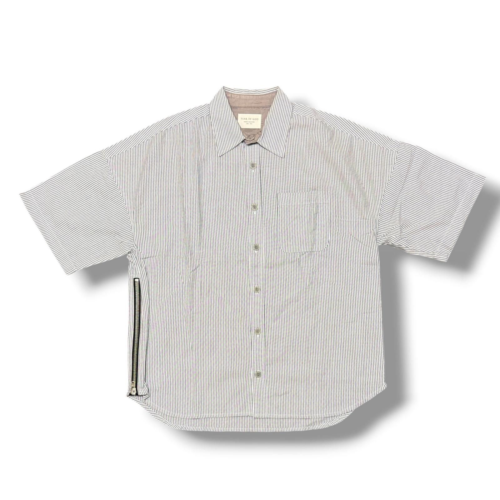 FEAR OF GOD 4th collection dad shirts ストライプシャツ 半袖シャツ フィアオブゴッド グレー M （1312M）
