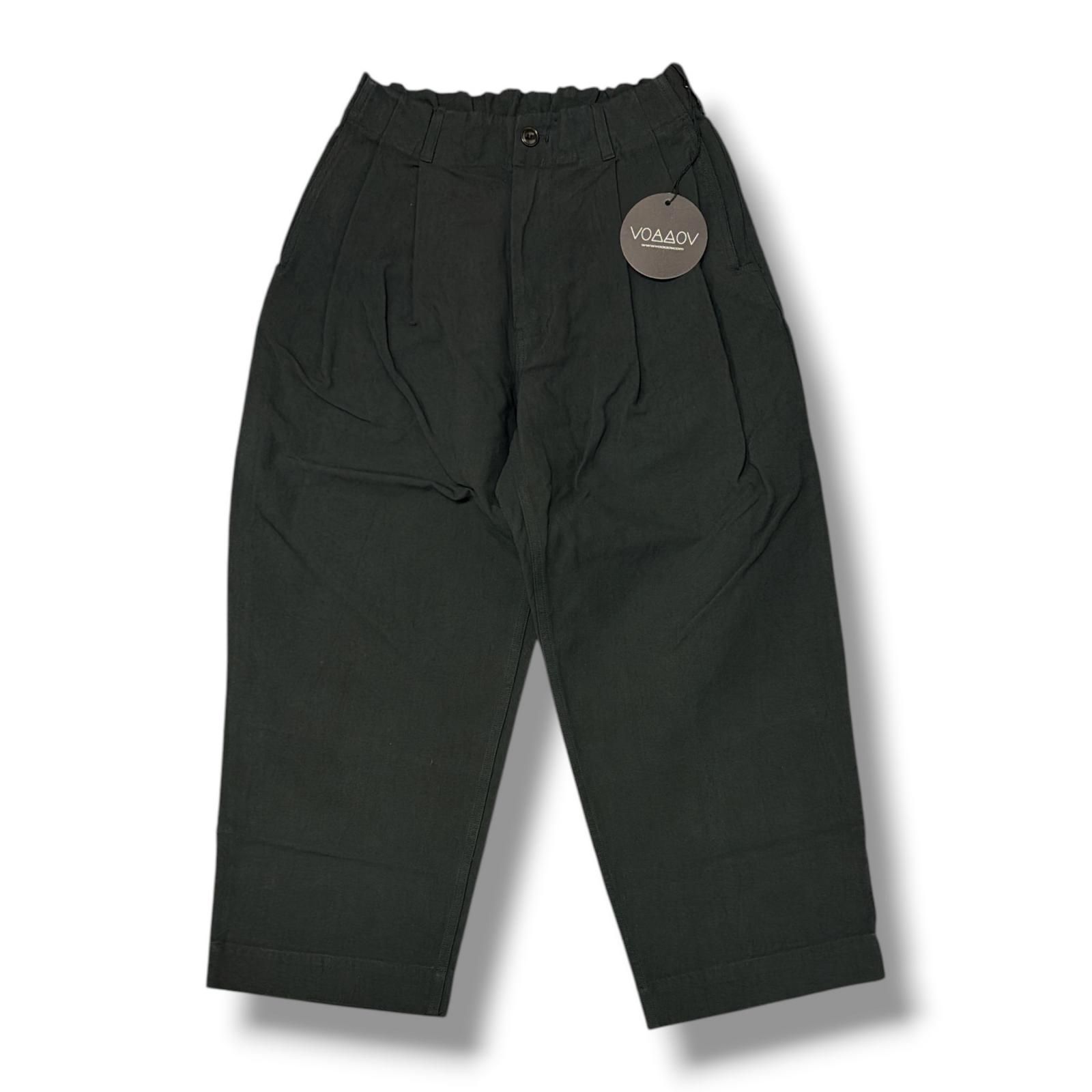 参考上代35200円 未使用 VOAAOV DOUBLE FACE GARMENT DYE Tuck Wide Pants ワイドパンツ ヴォアーブ VOPT-O24 ブラック 0 （18046M）