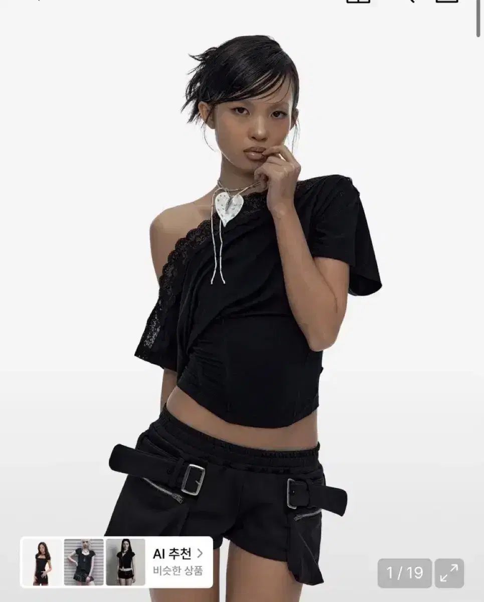 手数料含む) Kashiko カシコ レース 片方オフショルダー コルセット Tシャツ ブラック