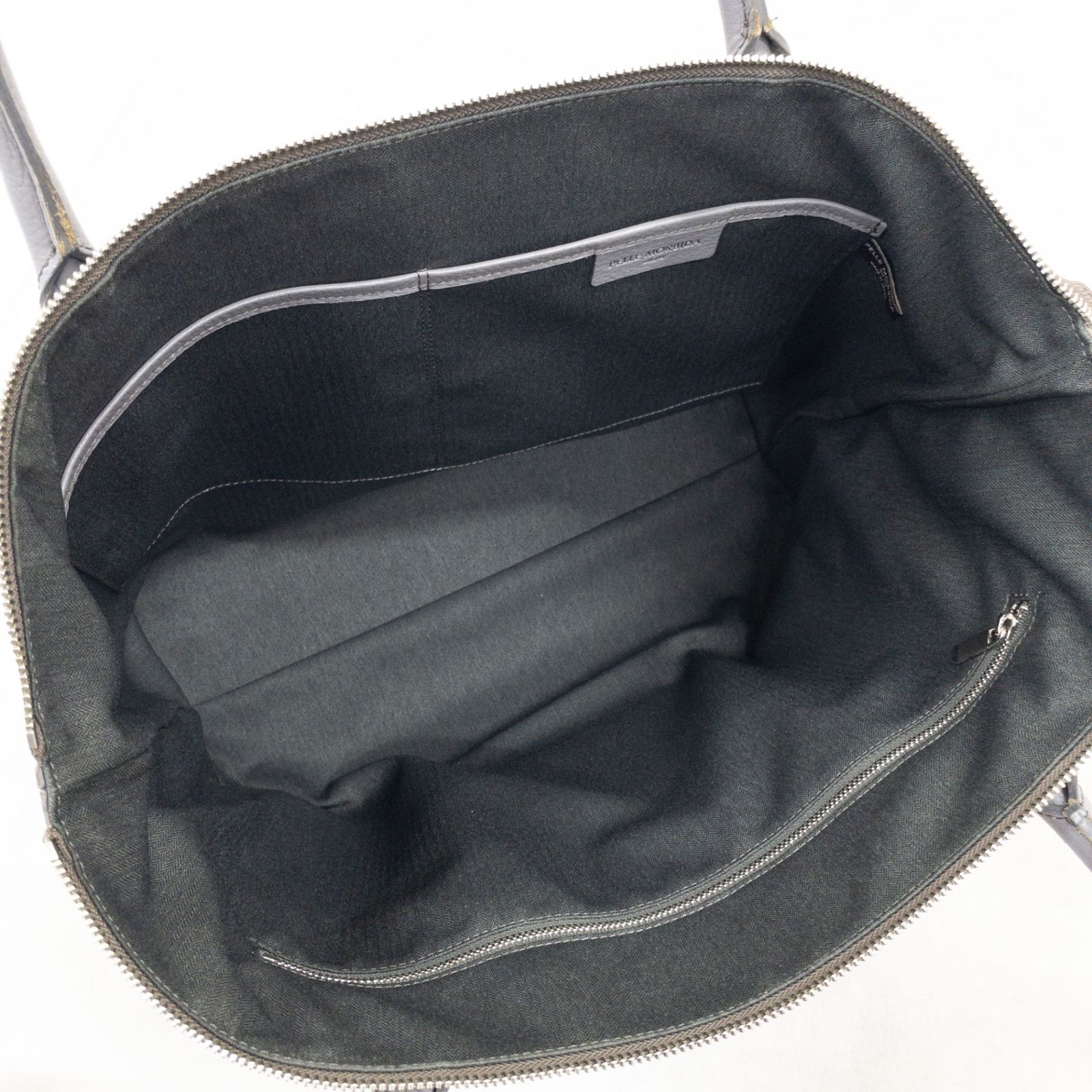PELLE MORBIDA ペッレモルビダ トートバッグ ファスナー グレー シボ革