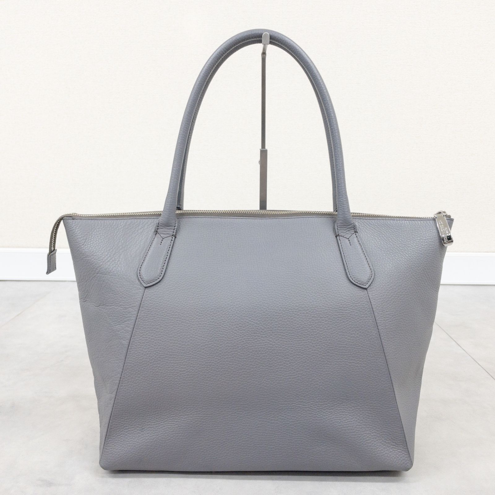 PELLE MORBIDA ペッレモルビダ トートバッグ ファスナー グレー シボ革